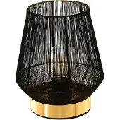 Eglo Tischlampe Escandidos, Tischleuchte, Nachttischlampe aus Metall in Schwarz, Messing-Gebürstet, Wohnzimmerlampe, Lampe mit Schalter, E27 Fassung