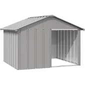 vidaXL Hundehütte Grau 116,5x103x81,5 cm Verzinkter Stahl