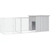 vidaXL Hühnerkäfig Grau 300x91x100 cm Verzinkter Stahl