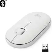 Logitech Pebble M350, Beidhändig, Optisch, RF Wireless + Bluetooth, 1000 DPI, Weiß