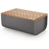 Alessi BG03DG Mattina Brotkasten, Stahl, Bambusholz, dunkelgrau