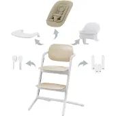 Cybex Lemo 4-in-1, Multifunktions-Hochstuhl, Gepolsterter Sitz, Salbei, Weiß, Einfarbig, 5-Punkt, Aluminium, Kunststoff
