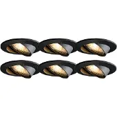 QAZQA - Modern 6er Set moderne Einbaustrahler schwarz schwenkbar - Edu I Wohnzimmer I Schlafzimmer - Stahl Rund - LED geeignet GU10