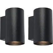 QAZQA Set aus 2 modernen Wandleuchten schwarz rund - Sandy