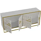 Hannah Home | Kommode Laura Goudkleurig Spaanplaat 179.9x75x47.3 cm | NADUVI