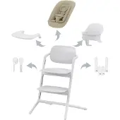 Cybex Lemo 4-in-1 Hochstuhl inkl. Babywippe, Babyset und Tablett, All White