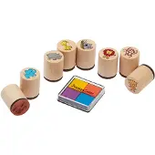 Goki Wood Stempelset 8-teiliges Wilde Tiere