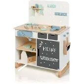 MUSTERKIND Spielwerkbank "Fagus, weiß/natur", beige (naturweiß), Rollenspielzeug, KinderB:66cm H:90cm T:42cm, Holz, Spielwerkbank, B:66cm H:90cm T:42cm