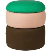 Broste Copenhagen Pouf Pouf Grün/Rosa/Kaffee Ø38cm