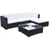 vidaXL 5-tlg. Garten-Lounge-Set mit Kissen Poly Rattan Schwarz