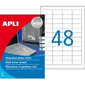 APLI Typenschild-Etiketten, 45,7 x 21,2 mm, silber