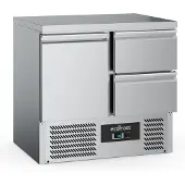 Ecofrost Gastro Edelstahl Kühltisch Kühltheke 1 Tür 2 Schubladen 230l 1x1/1GN +2/+8°C