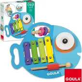Jumbo Spiele GOULA Glupi Musik 3 in 1, Xylophon, Rassel, Zimbel, Instrument, Kinder, Holz, 53143