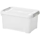 Curver ALLIBERT Handy Plus Aufbewahrungsbox 35 L mit transparentem Deckel und grauen Clips