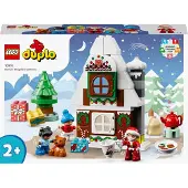 LEGO 10976 DUPLO Lebkuchenhaus mit Weihnachtsmann Figur, Weihnachtshaus-Spielzeug, Geschenk für Kleinkinder ab 2 Jahren, Bausteine, Lernspielzeug für Mädchen und Jungen