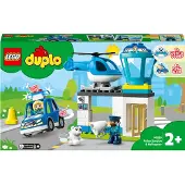 LEGO 10959 DUPLO Polizeistation mit Hubschrauber, Polizeiauto und Steine, Polizei-Spielzeug für Kleinkinder ab 2 Jahre, Lernspielzeug für Mädchen und Jungen
