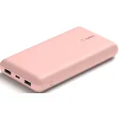 Belkin Powerbank "BoostCharge 20.000mAh Powerbank 15 Watt zum Laden von 3 Geräten", rosa, 3,7 V 20.000mAh, Akkumulatoren, 1x USB-C, 2x USB-A, Power für bis zu 78 Stunden, Powerbank