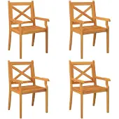 vidaXL Garten-Essstühle 4 Stk. Massivholz Akazie