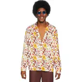 Leg avenue Herrenhemd im 70er-Jahre-Stil mit Blumenmuster. Mehrfarbig