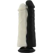 Hismith Premium Doppel-Dildo Schwarz Weiß Aufsatz 20,8 cm KlicLok