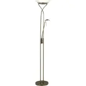 Brilliant LED Deckenfluter Ollie | klassische Standleuchte mit Lesearm | Metall/Glas | messing | dimmbar | 26 W