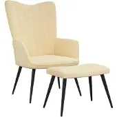 vidaXL Relaxsessel mit Hocker Cremeweiß Samt