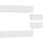vidaXL 6-tlg. TV-Schrank-Set Weiß Holzwerkstoff