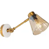 QAZQA Art-Deco-Wandleuchte aus Bronze mit Marmor und bernsteinfarbenem Glas – Nina