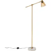 QAZQA Art-Deco-Stehleuchte aus Bronze mit Marmor und bernsteinfarbenem Glas – Nina