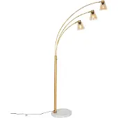 QAZQA Bogenlampe Bronze mit Marmor und Braunglas 3 Lichter Nina