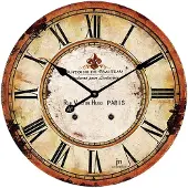 Lowell Wanduhr im Retro-Design, mittelgroß, mit gebürstetem Motiv, Modell 14862
