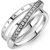 Pandora 199057C01 Damen-Ring Silber Dreifach Gekreuzte Pavé Schienen