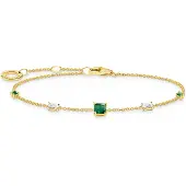 Thomas Sabo Armband mit grünen und weissen Steinen gold