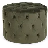 YES everyday Pouf Lorella Samt-Optik, modern gepolstert, rund, grün, weiche elegante Textur