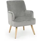YES everyday Sessel Adeline in Samt-Optik, klassisches Design, grau, gepolstert, Buchenholzgestell