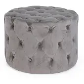 YES everyday Pouf Lorella aus Samt, modern und rund, grau, gemütlich gepolstert für Dein Zuhause