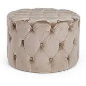 YES everyday Pouf Lorella Samt-Optik, modern und rund, weich gepolstert, Taupe – stilvoll für Dein Zuhause