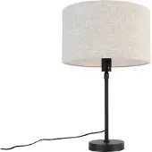 QAZQA - Design Tischleuchte I Tischlampe I Lampe I Leuchte schwarz verstellbar mit Schirm hellgrau 35 cm - Parte I Wohnzimmer I Schlafzimmer - Stahl Rund - LED geeignet E27