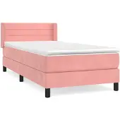 vidaXL Boxspringbett mit Matratze Rosa 80x200 cm Samt