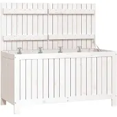 vidaXL Gartentruhe Weiß 121x55x64 cm Massivholz Kiefer