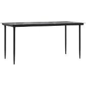 vidaXL Garten-Esstisch Schwarz 160x80x74 cm Stahl und Hartglas