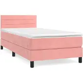 vidaXL Boxspringbett mit Matratze Rosa 80x200 cm Samt