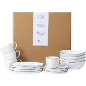 Broste Copenhagen Salt Frühstücksset für vier White w/Black Rim