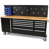 HBM Werkzeugwagen, Holzwerkbank mit Rückwand 215 cm