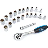 HBM 1/4inch Profi-Ratsche mit 20 Steckschlüsseln und Verlängerungsstück
