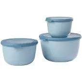 Mepal Set Multischüssel Cirqula - Mikrowellengeschirr - Multikom hoch, 3-teilig (500+1000+2000 ml) - Nordic blue - Meal prep boxen