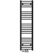 LuxeBath Badheizkörper Mittelanschluss 300 x 1400 mm Anthrazit gerade mit Thermostat Anschlussgarnitur Durchgang Boden - Heizkörper, ohne Heizstab