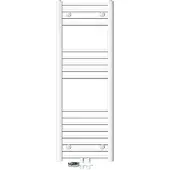 LuxeBath Badheizkörper Mittelanschluss 400 x 1200 mm Weiß gebogen mit Thermostat und Anschlussgarnitur Durchgang Boden Weiß Heizkörper, ohne Heizstab