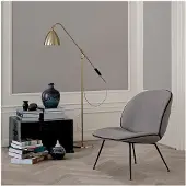 Gubi Bestlite BL4 Stehleuchte Ø21 Chrom/Schwarz - , Metallisch, für Wohnzimmer, Metall