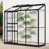 Pergart Vitavia, Aktionsangebot (inkl. 60 Euro Zubehör): Anlehn-Gewächshaus "Styx 1300", schwarz, 1,3 m², 3 mm ESG